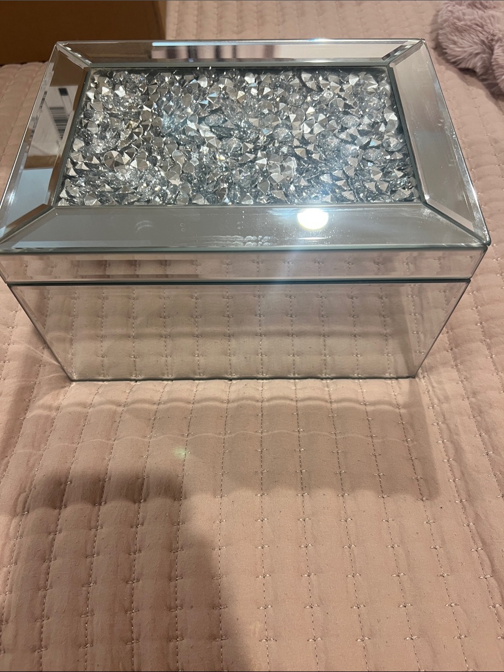Z Gallerie Mirrored Decorative Jewelry Box with Crystal Accent - Silver